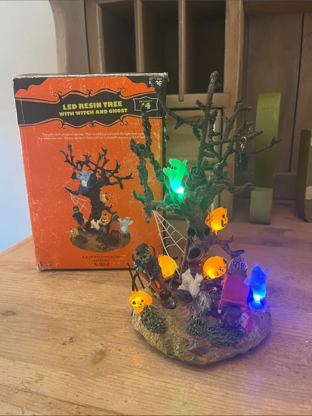 Vintage Target Tabletop Halloween Village Lighted Tree Graveyard Monster Ghost